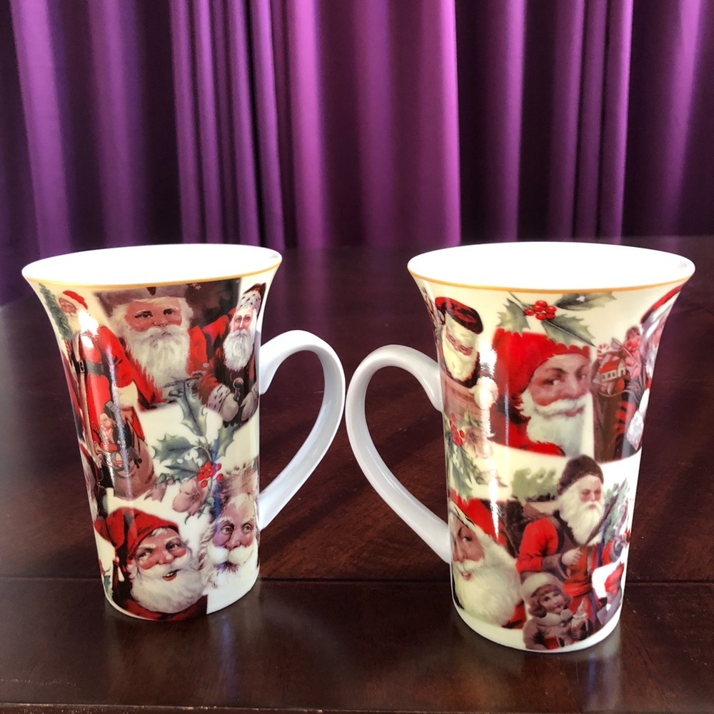 Pair Of Victorian Santa Coffee Mugs